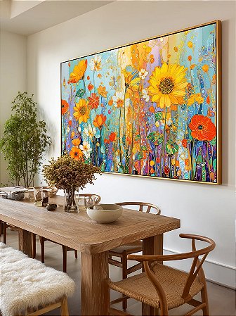 Quadro Decorativo Girassol Cores Floral Flores Natureza