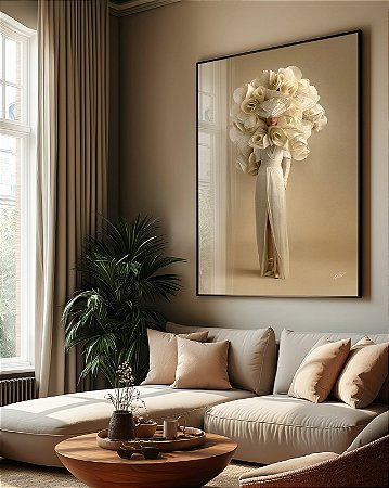 Quadro Decorativo Mulher Flores Papel Cabeça Woman Fashion