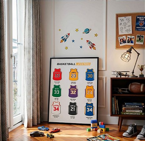 Quadro Decorativo Lendas Basquete Esportes Camisetas Basketball