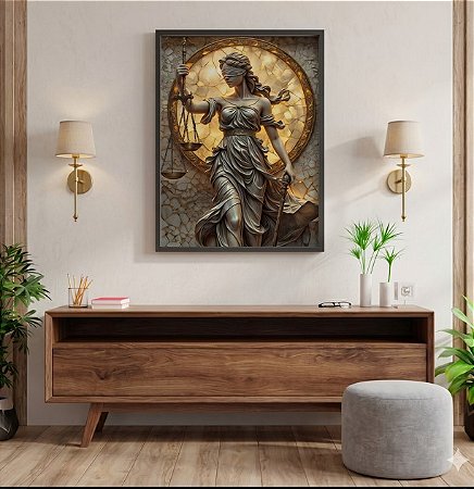 Quadro Decorativo Justiça Deusa do Direito Advocacia Balança Poder