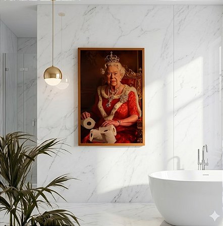 Quadro Decorativo Rainha Inglaterra Queen Reino Unido Banheiro