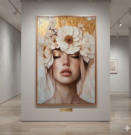 Quadro Decorativo Mulher Flores Cabeça Sardas Woman Fashion