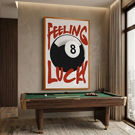 Quadro Decorativo Bola 8 de Sinuca Feeling Luck Sorte