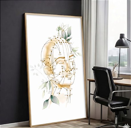 Quadro Decorativo Acupuntura Pontos Rosto Medicina Chinesa