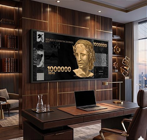 Quadro Decorativo 1 Milhão de Reais Dinheiro Negócios 103x53