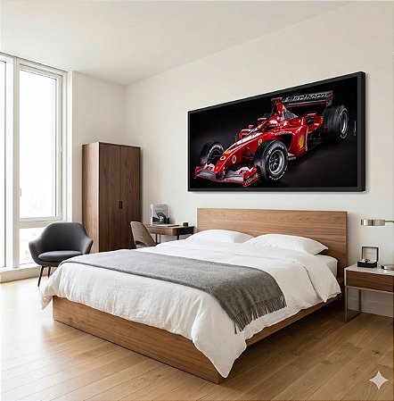 Quadro Decorativo Carro Ferrari F2002 Fórmula 1 Corrida Gp 103x53