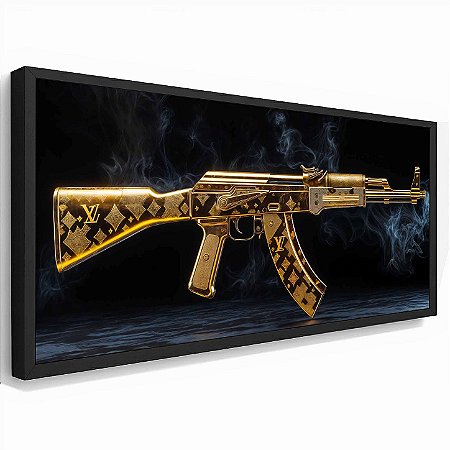 Quadro Decorativo Arma Decoração Ak-47 Gold- br 103x53