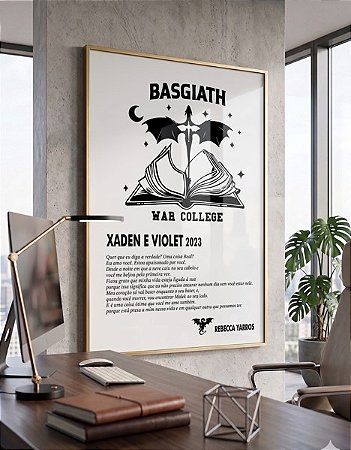Quadro Decorativo Xaden Violet 4º Asa Livros Basgiath Fantasia