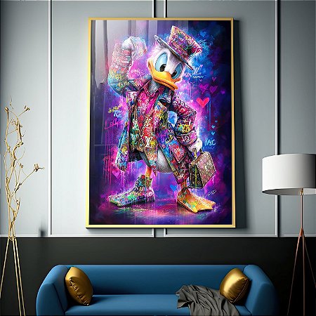 Quadro Decorativo Tio Patinhas Colorido Street Art Desenho Estilo Poder Negócios