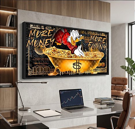 Quadro Decorativo Dólar Tio Patinhas Banheira Dinheiro Business Negócios 103x53