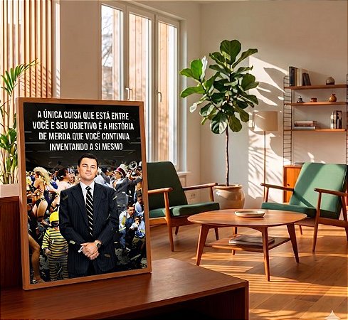 Quadro Decorativo Lobo Wall Street Frase Motivacional Negócios