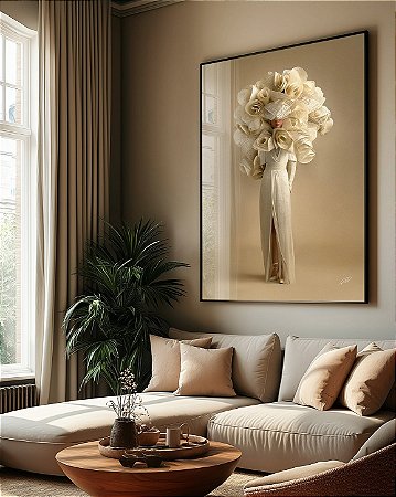 Quadro Decorativo Mulher Flores Papel Cabeça Woman Fashion