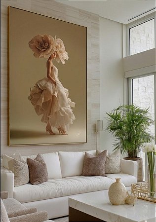 Quadro Decorativo Mulher Flores Garota de Papel Fashion Roupas