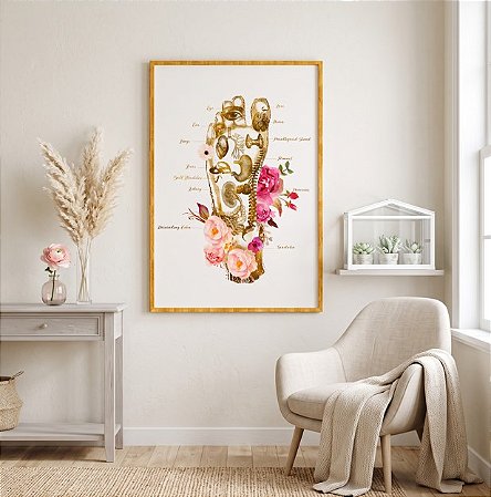 Quadro Decorativo Reflexologia Órgãos Podal Massoterapia Massagem Pé Medicina
