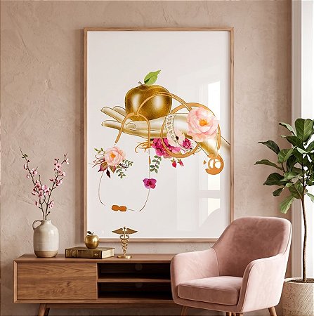 Quadro Decorativo Nutricionista Nutrição Maçã Estetoscópio Spa Estética Corporal