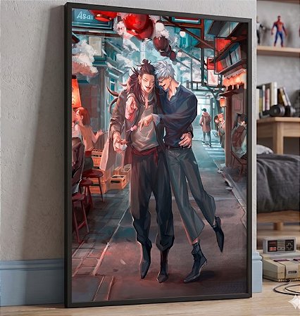 Quadro Decorativo Jujutsu Kaisen Satoru Gojo e Suguru Geto Anime Japonês