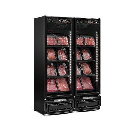 Refrigerador Expositor para Carnes Conveniência Linha Black 2 Portas GCBC 950 LB - Gelopar