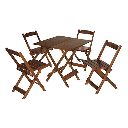 Conjunto Mesa com 4 cadeiras Maplan Imbuia - 70 x 70 cm