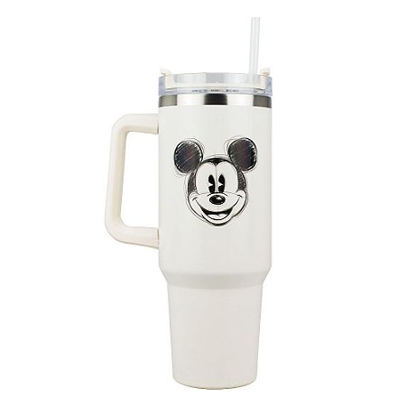 Caneca Grande Branco Com Canudo Mickey Mouse 1.1L: Disney - MKP