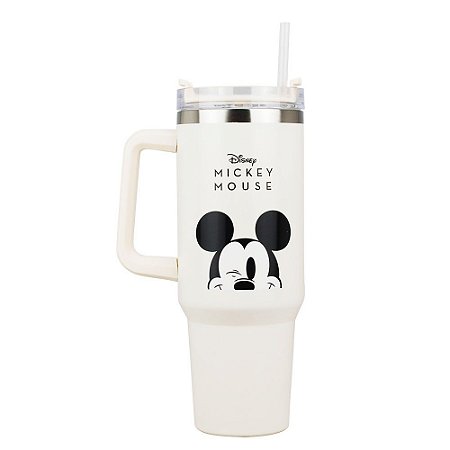 Caneca Grande Branco Com Canudo Mickey Mouse Piscando 1.1L: Disney - MKP