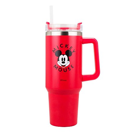 Caneca Grande Vermelho Com Canudo Mickey Mouse 1.1L: Disney - MKP
