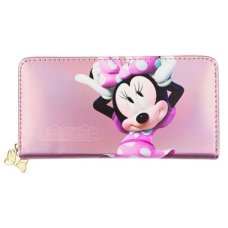 Carteira Retangular Rosa Minnie Mouse 10x20cm: Disney