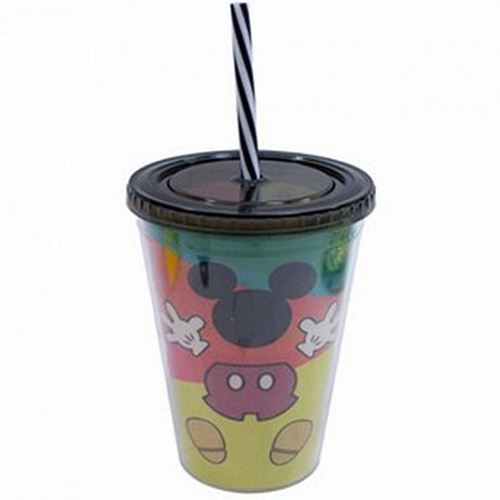 Copo Com Canudo Formato Mickey Colorido 90 Anos: Disney