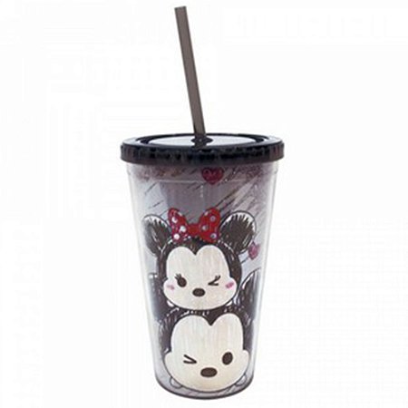 Copo Com Canudo Preto Mickey E Minnie Tsum Tsum: Disney
