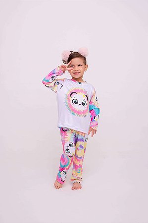 Pijama Panda Aquarela Manga Longa
