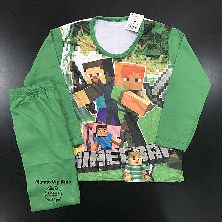 Pijama infantil minecraft manga longa Clearance