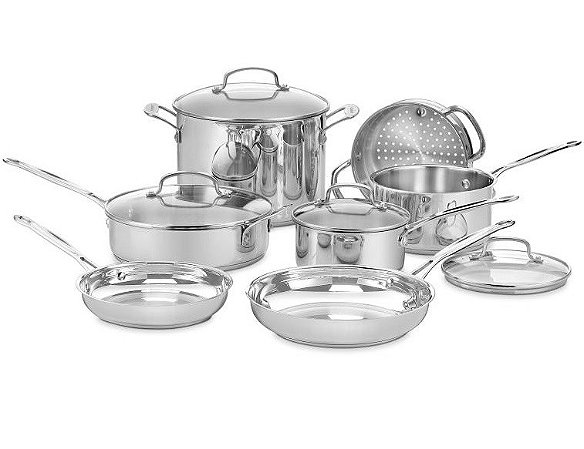Jogo De Panelas Cuisinart Chef's Aço Inoxidável Indução 11 Peças - 77-11G