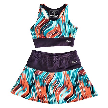 Conjunto Esportivo infantil Shorts-Saia + Top Crossf JRabbit