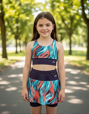 Conjunto Esportivo infantil Shorts-Saia + Top Crossf JRabbit