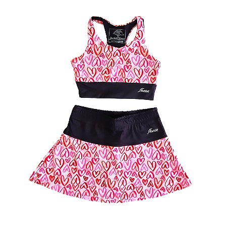 Conjunto Esportivo infantil Shorts-Saia + Top Heart JRabbit