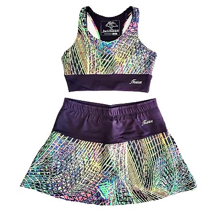 Conjunto Esportivo infantil Shorts-Saia + Top Bikers JRabbit