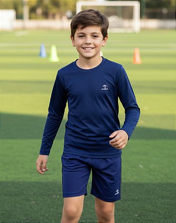Camiseta infantil Proteção UV50+ Manga Longa Marinho JackRabbit