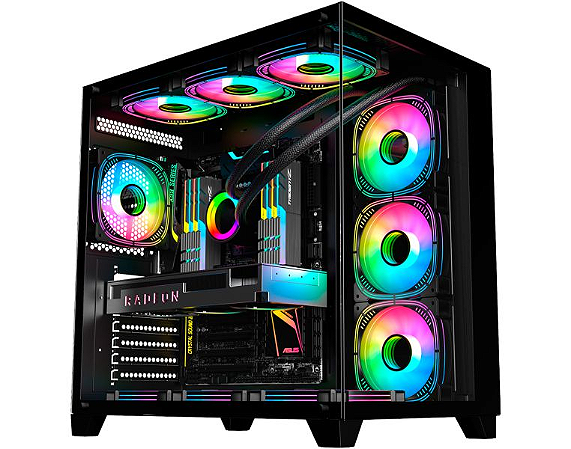 Gabinete Gamer Aquário Shark, Preto