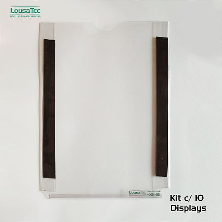Kit 10 Display PVC Cristal LT - A4 - Transparente - Fixação Magnético