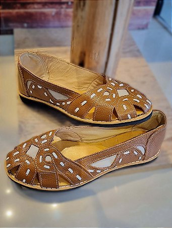 Sapatilha em couro PREMIUM - Caramel SOFT