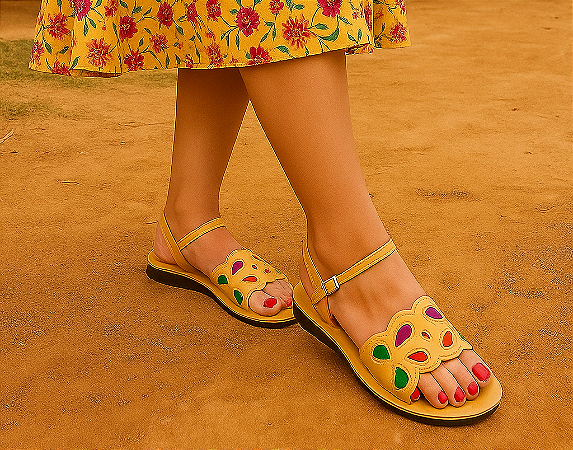 Sandália em couro colorida exclusiva - Sandal MARIA Tieta