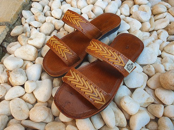 Rasteirinha em 2 tiras de couro - 2 FLAT Sandal