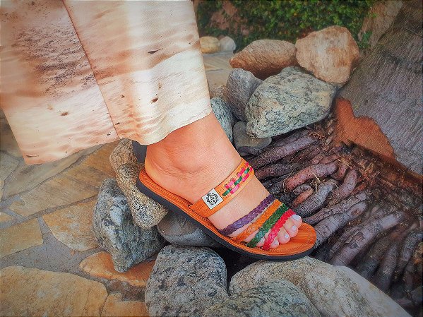 Chinelo Rasteira em couro - Slide Colors