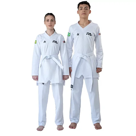 Dobok Taekwondo | FlexPro Gola Branca Homologado CBTKD - Sulsport