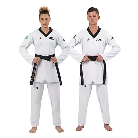 Dobok Taekwondo | FlexPro Gola Preta Homologado CBTKD - Sulsport