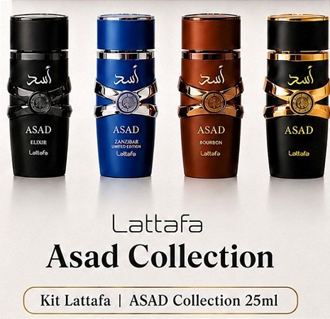 Kit Lattafa Asad Collection 4x25ml — 4 Perfumes Árabes Eau de Parfum