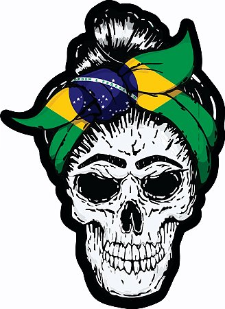 Adesivo caveira resinada Brasil - Lokas Mc