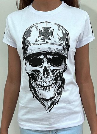 Baby look Caveira Tradicional Branca