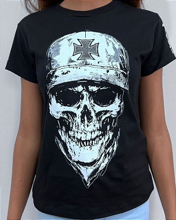 Baby look Caveira Tradicional Preta