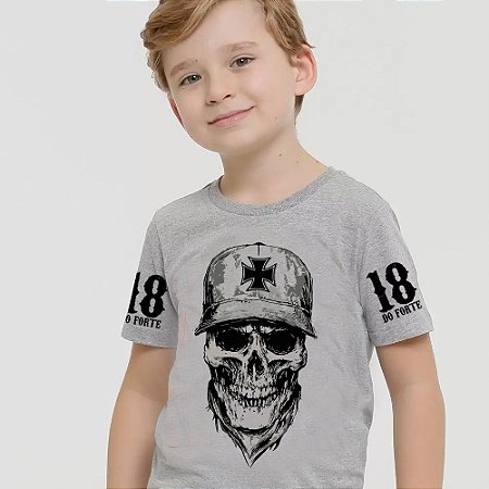 Camiseta Infantil Caveirão Cinza