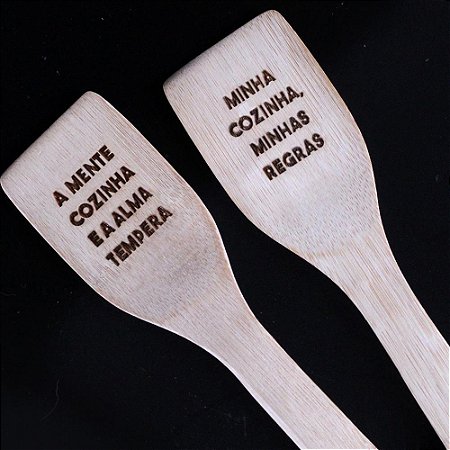 Espátula Bambu Frases - 30cm